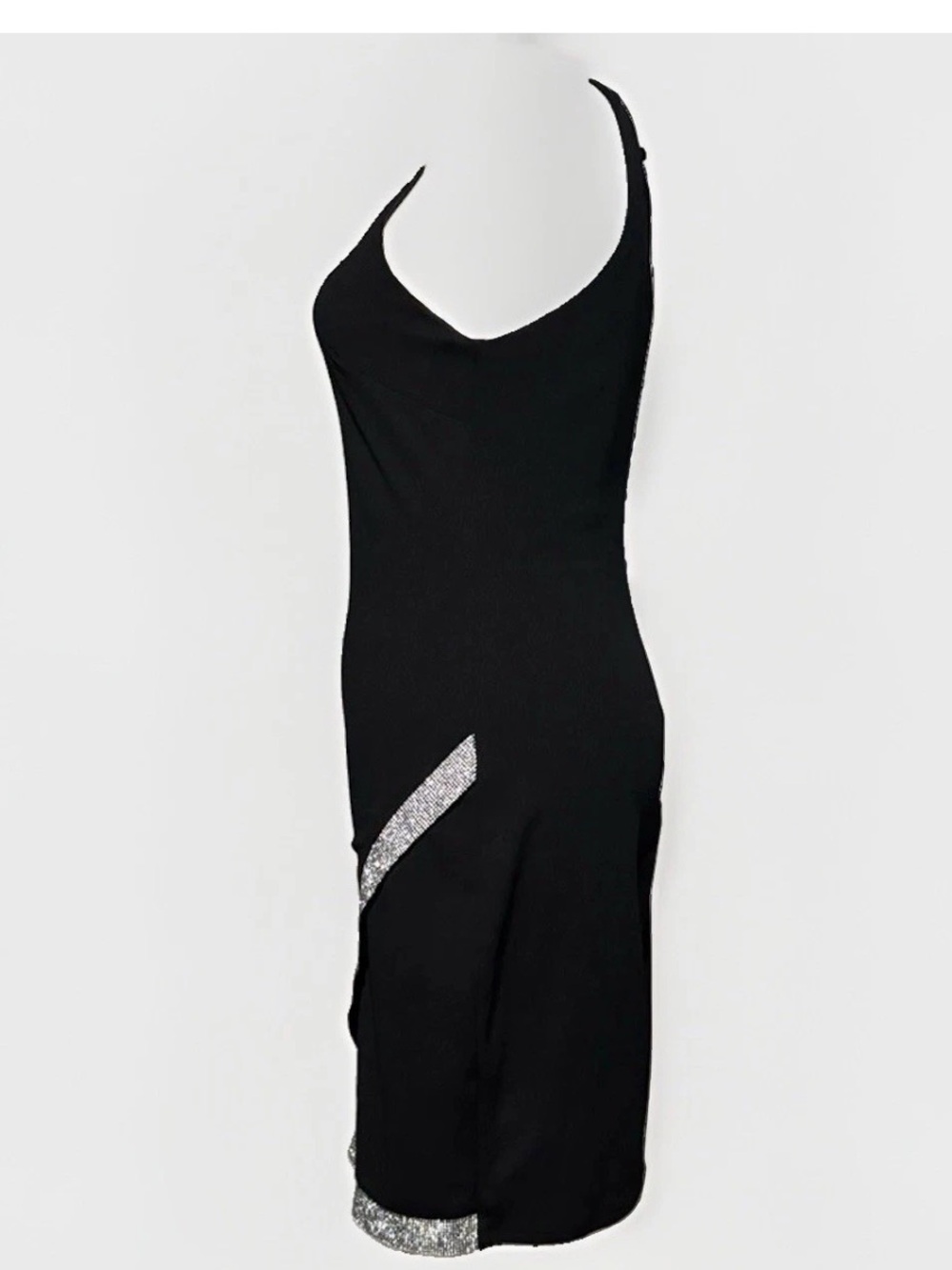(S) BCX Asymmetric Square Neck Bodycon Dress w/ Rhinestone Trim - Picture 8 of 10
